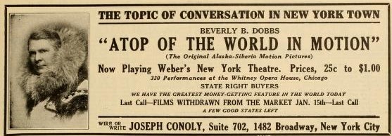 Trade advertisement for Atop of the World in Motion (Moving Picture World, 4 January 1913, Page 95)