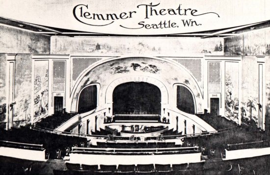 Undated postcard of Clemmer Theatre interior, Seattle (Courtesy Puget Sound Theatre Organ Society)