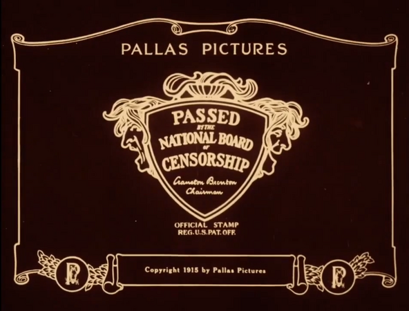 Censorship approval on a Pallas Pictures release from 1915.