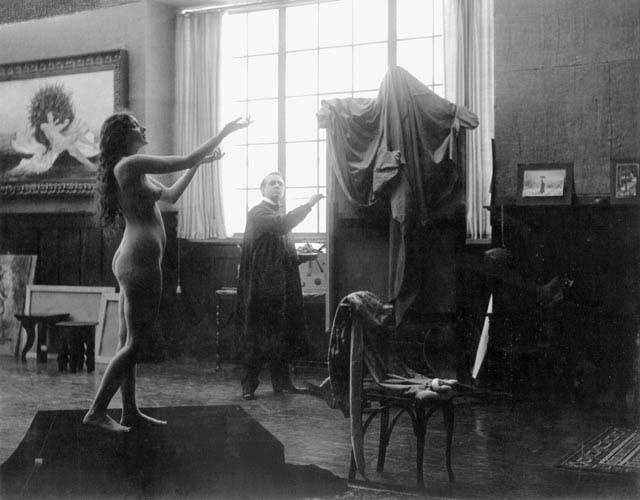 Audrey Munson modeling scene from the movie "Inspiration" (Thanhouser, 1915).