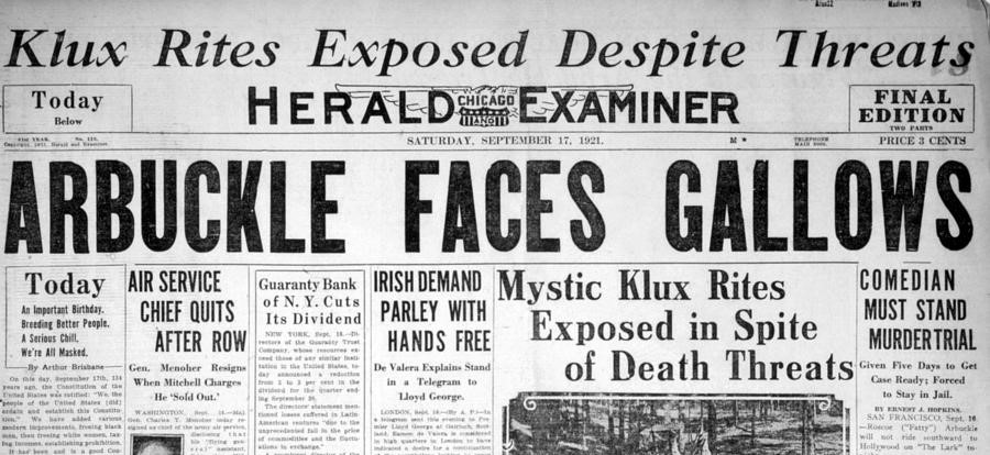 Headline of the Chicago Herald Examiner, September 17, 1921.