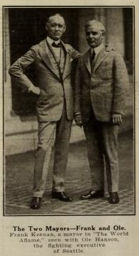 Frank Keenan, left, with Seattle Mayor Ole Hanson, July 1919. (Moving Picture World, 9 August 1919, Page 846)