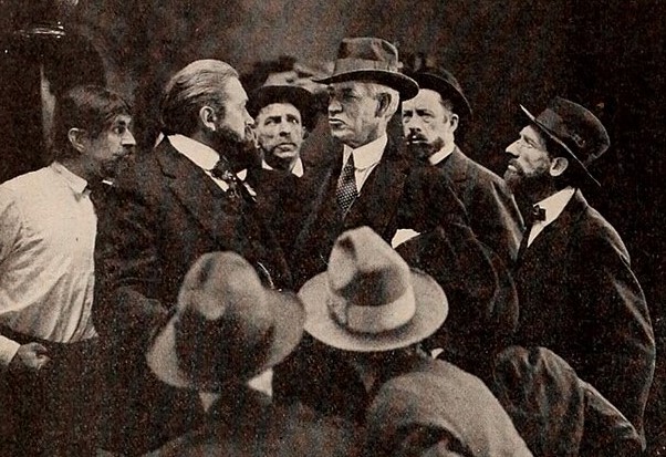 Frank Keenan stands up to strike agitators in "The World Aflame." (Exhibitor's Herald, 23 August 1919, Page 56)