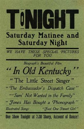 1909 movie handbill from Harrington, in Lincoln County. (Courtesy Washington State History Museum, Catalog ID 2015.79.1)