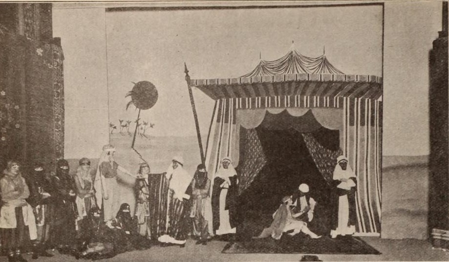 Stage prologue for "The Sheik" at the Liberty Theatre, Spokane, ca. 1921. (Motion Picture News, 24 December 1921, Page 64)