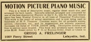 Movie music sheet advertisement. (Moving Picture World, 12 February 1910, Page 221)