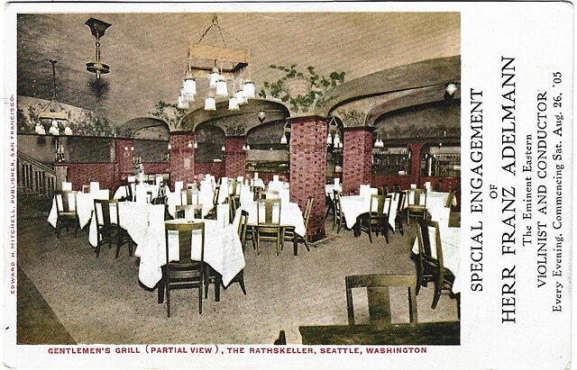 Franz Adelmann was known in Seattle from his appearances at The Rathskeller. (Postcard by Edward H. Mitchell, Publisher, ca. 1905)
