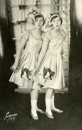 The Darling Twins appeared in the Publix stage show "Mikado of Jazz" at the Seattle Theatre, 1928. (Photo by Progress Studios)