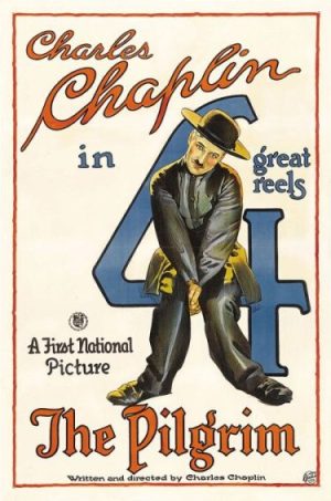 Charlie the escaped convict hides out as a small-town pastor in "The Pilgrim" (First National, 1923).