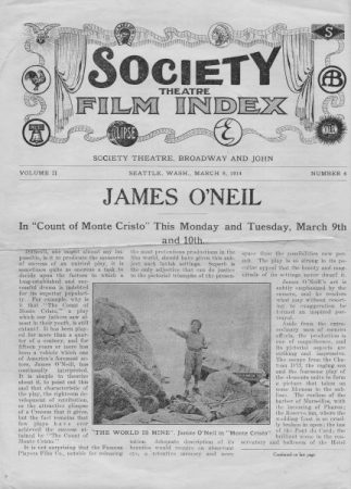 Newsletter produced by the Society Theatre, Capitol Hill, Seattle, March 9, 1914. (Courtesy Bruce Calvert and www.silentfilmstillarchive.com)