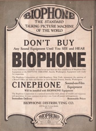 Among many others, Melophone had a competitor in Biophone. (Motion Picture Record, 23 February 1929, Page 8)