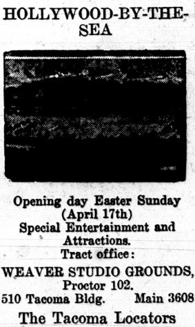 Advertisement for the Hollywood-by-the-Sea housing development, 1927. (Tacoma News Tribune, 17 March 1927, Page 23)