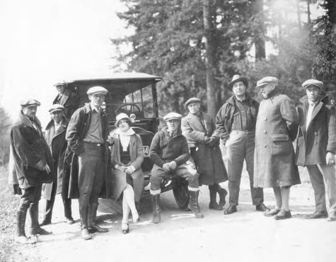 Cast and crew of "Raw Country" near Narada Falls on Mt. Rainier. (Courtesy Tacoma Public Library, General Photograph Collection LANCE-045)