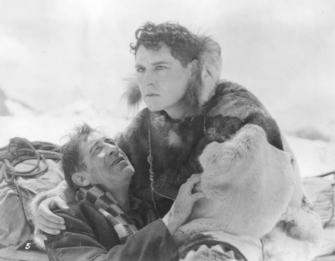 Frank Campeau, left, and John Bowers in "Raw Country," later known as "The Heart of the Yukon," ca.  1926. (Courtesy Tacoma Public Library, General Photograph Collection LANCE-032)