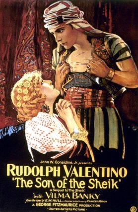 Poster for Rudolph Valentino film "The Son of the Sheik (United Artists, 1926).