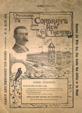 Cordray's New Theatre program, week of June 1, 1891. (Courtesy University of Washington Special Collections, Digital ID No. PAM0004)
