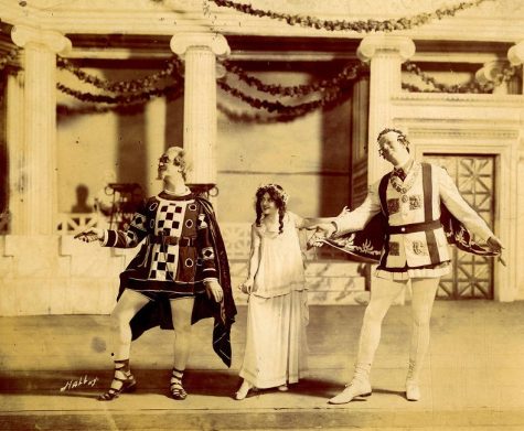 William Wolfe, left, Clark and DeWolf Hopper in "Happyland," ca. 1908. (Photo by Hall Studios, courtesy University of Washington Special Collections, Order No. JWS23799)