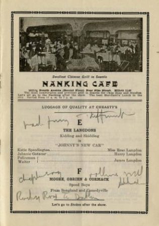 The Langdons in the Oprheum Theatre program, week of January 30, 1916. (Courtesy University of Washington Special Collections, Digital ID No. PAM0825)