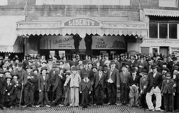 Chaplin look-alike contest at the Liberty Theatre in Bellingham, November 5, 1921. (Photo by James Wilbur Sandison, courtesy Whatcom Historical Museum)