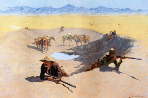 Frederick Remington's "The Fight for the Water Hole" (1903).