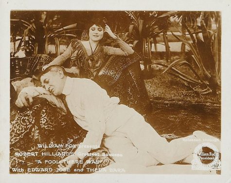 Theda Bara gloats over a conquest in "A Fool There Was" (Fox, 1915).