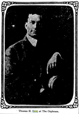 Thomas Ince as he appeared in the "Daily Times" in 1909.  (Seattle Daily Times 4 May 1909, Page 9)