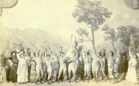 Climactic victory celebration in the final act of "At Yale," ca. 1907. (Courtesy University of Washington Special Collections, Order No. 23420)