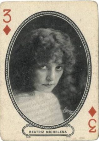 Promotional playing card of actress Beatriz Michelena, ca. 1916. (Movie Souvenir Card Co., Cincinnati, Ohio)