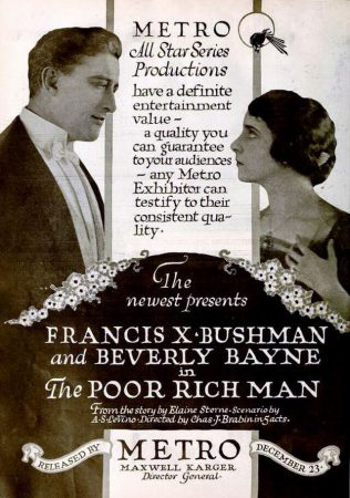 Trade advertisement for the Bushman-Bayne movie version of "The Poor Rich Man" (Metro, 1918).