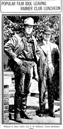 William S. Hart following a luncheon at the Rainier Club in downtown Seattle. (Seattle Daily Times, 6 June 1919, Page 9)